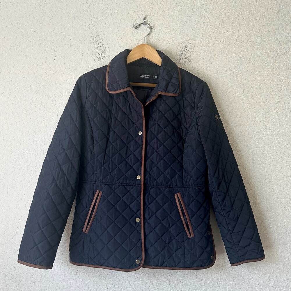 LAUREN RALPH LAUREN Quilted Jacket Navy Blue Insulated Cozy Winter